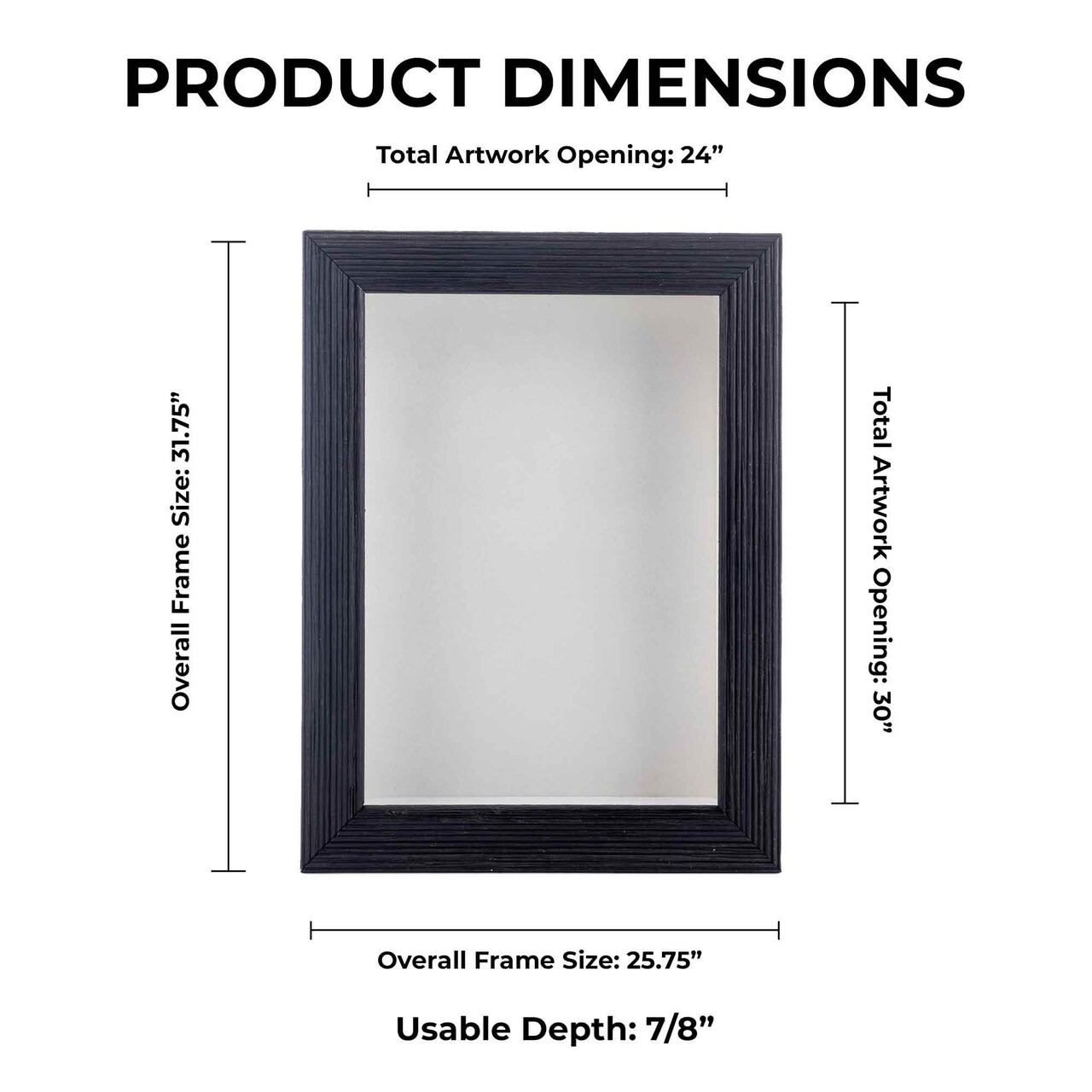 Rustic Black Wood Shadow Box Frame with Acrylic Front - White Suede Backing, 30 Sizes